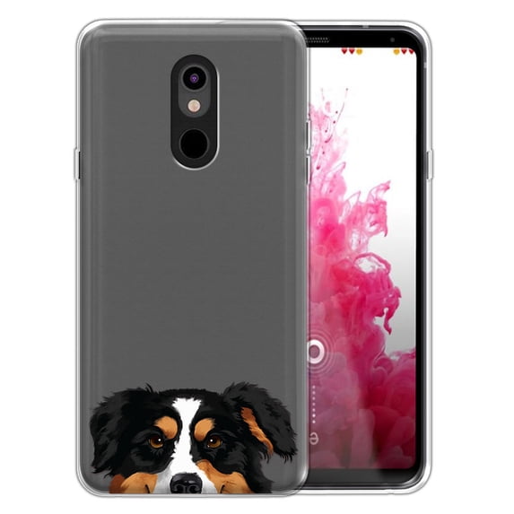 FINCIBO Soft TPU Clear Case Cover for LG Stylo 5 Q720 6.2", Black Tricolor Aussie Australian Shepherd Dog