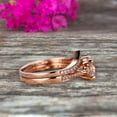 thumbnail image 4 of 6mm Round Cut 2.25 Carat Morganite Engagement Ring 10k Rose Gold Wedding Set Anniversary Ring Promise Ring Surprisingly Gift for her Curved V-Shape Matching Wedding Band, 4 of 5