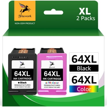 Printer Ink 64XL Replacement for HP 64 Ink Cartridge Combo for Envy Photo 7858 7855 7155 6255 6252 7120 6232 7158 7164 (1 Black / 1 Tri-Color)