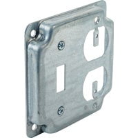 Southwire G1941-UPC 4 in. Steel Metallic 2-Gang Exposed Work Square 1-Switch & 1-Outlet Cover