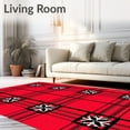 thumbnail image 2 of ODIKA 4'x6' Machine Washable Non-Slip Area Rug, Festive Plaid Featuring Snowflake Motifs High Traffic Rug with Pad, Red, 732398, 2 of 8