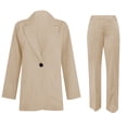 thumbnail image 4 of Autumn Business Casual Two Piece Suit For Women Polyester Jackets With Wide Leg Pants Wrinkled Resistant Wear Set, 4 of 9