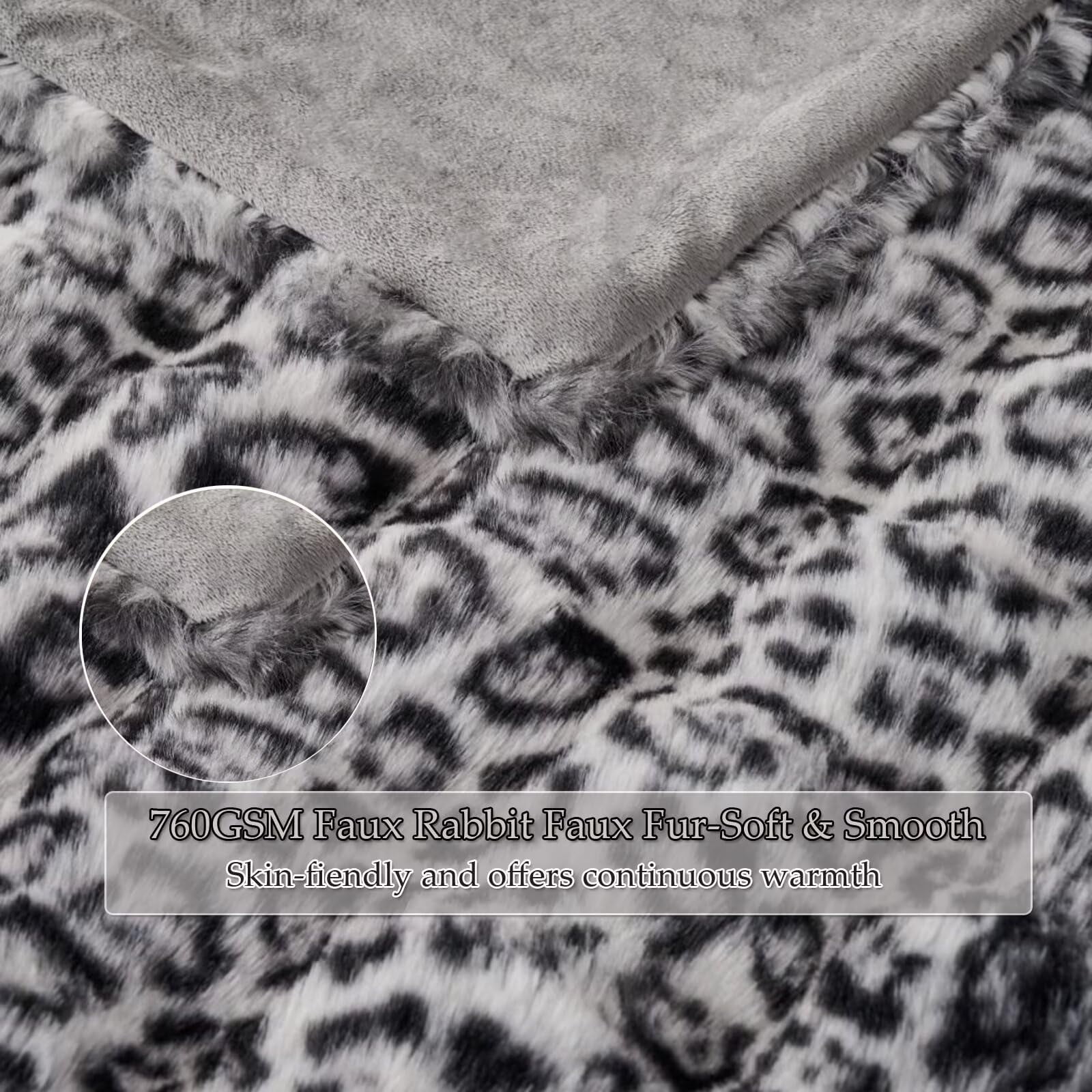 760GSM Faux Rabbit Faux Fur Throw Blanket,Super Thick Warm Bubble Blanket Throw,Fuzzy Luxury Plush Decorative Blanket for Couch Bed Sofa(Snow Leopard,60" x 80")