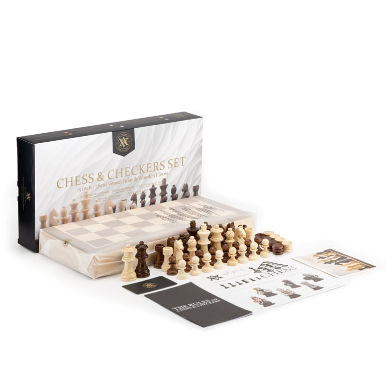 Set Scacchi E Dama Magnetici In Legno Con Tavoliere Pieghevole - 3 Re A&A