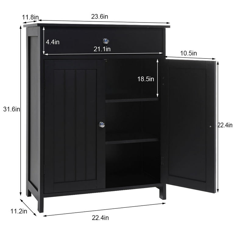 FANGSUM Black Bathroom Storage Cabinet with 1 Large Drawer