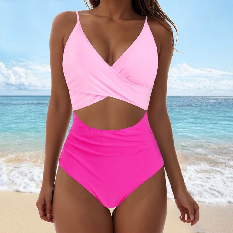 chinese dress ladies Pink Floral Short Sleeve One Piece Swimsuit - All Swim