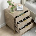 thumbnail image 2 of Nightstand Set of 2 with 3 Drawers - Modern Square Bedside Table, Natural Oak Wood End Table, Small Night Stand for Bedroom, Dorm & Small Spaces, 2 of 7