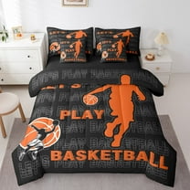 Erosebridal Basketball Comforter Set Full Size 7 Pieces Basketball Player Gaming Sports Black Bedding Set Sports Theme Bed in a Bag with Comforter,Sheets