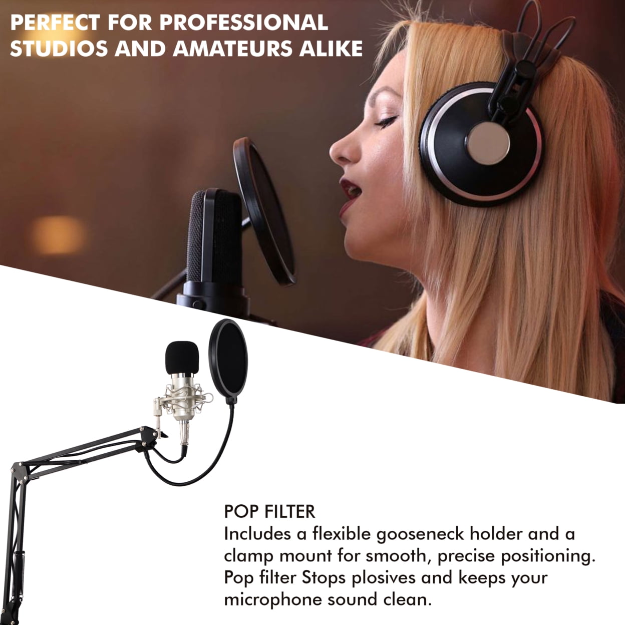 Technical Pro Cardioid Condenser Microphone Studio Kit for Recording and Broadcast