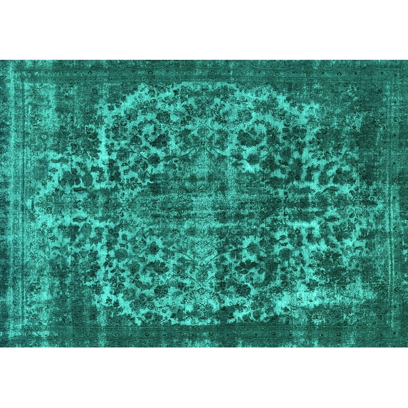 Ahgly Company Machine Washable Indoor Rectangle Oriental Turquoise Blue Industrial Area Rugs, 5' x 8'