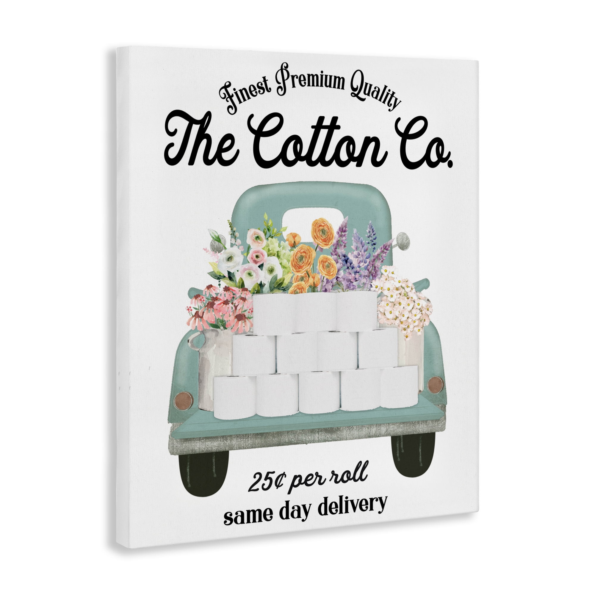 Toilet Paper Delivery Truck Canvas Wall Art, design by Lettered and Lined