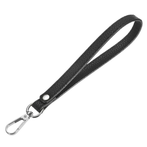 Uxcell Wristlet Strap [1PCS] - Genuine Leather KeyChain Hand Strap - [Black-Silver-8.27In] Replacement Wrist Strap
