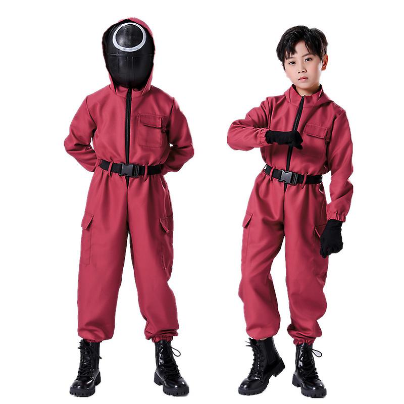 Kids Squid Game Costume Cosplay Jumpsuit Squid Game Mask Halloween 