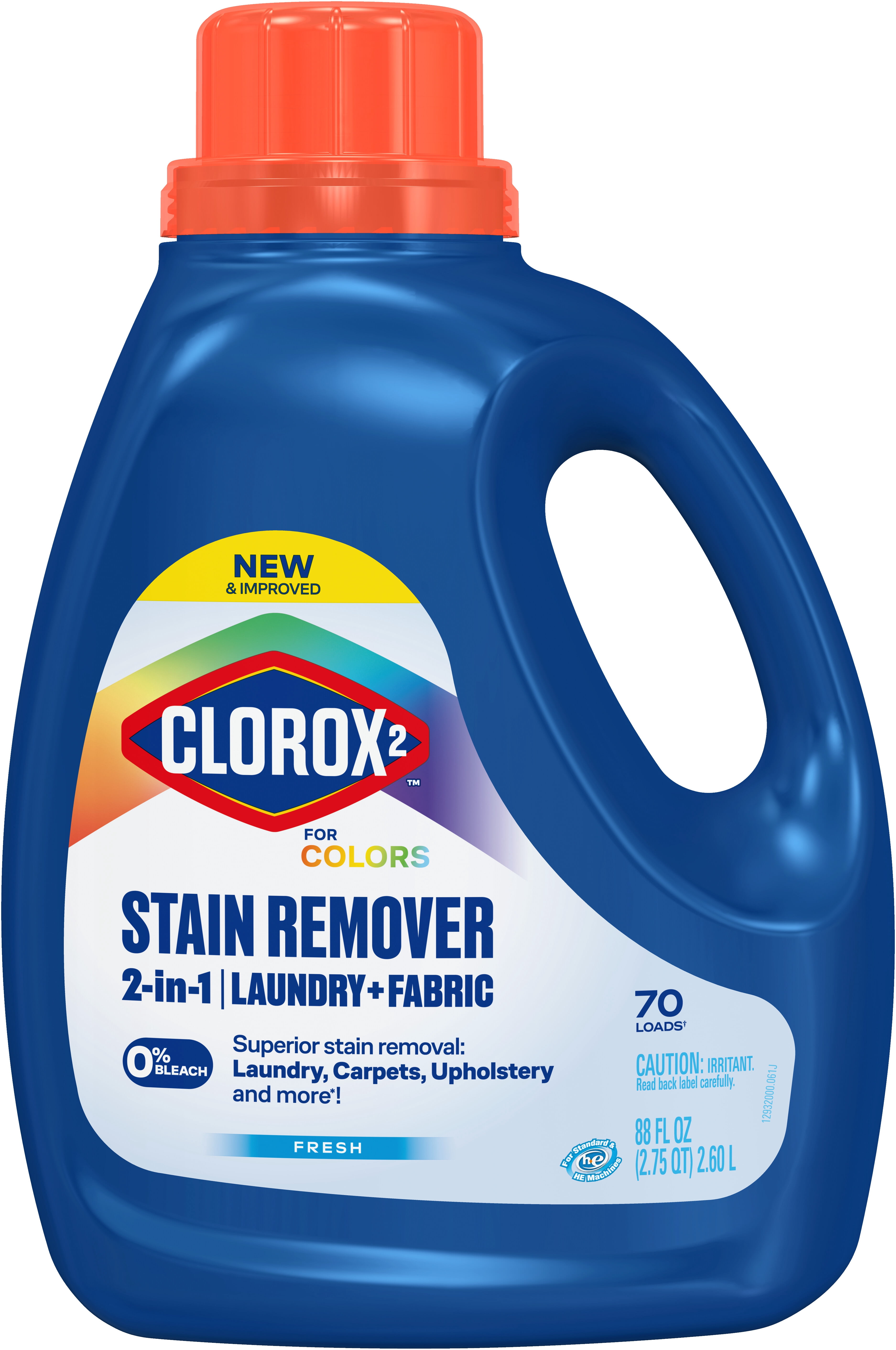 Clorox 2 For Colors Stain Remover, 2 in 1 Laundry + Fabric, Bleach Free, Fresh Scent, 88 Fl Oz.
