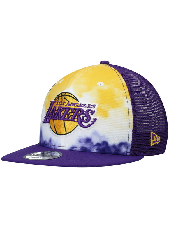 Men's New Era Purple Los Angeles Lakers Hazy Trucker 9FIFTY Snapback Hat - OSFA