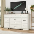 thumbnail image 6 of 63" Farmhouse Dresser with 9 Drawers with Power Charging Station, Rustic Chest of Drawers Wood Organizer TV Stand for Bedroom Living Room, 6 of 8