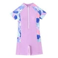 thumbnail image 3 of Little Girls One Piece Swimsuits Short Sleeve Zipper Flat Corner Large Swimwear Size 8-9T, 3 of 9