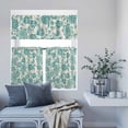 thumbnail image 6 of 3 Piece Kitchen Curtains and Valances Set Teal Flowers Cafe Curtains 36 Inch Length Vintage Ethnic Tribe Country Farmhouse Valance & Tier Curtain for Living Room Bedroom Window 54"x18"+27"x36"*2, 6 of 6