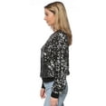 thumbnail image 6 of Women's Sequin Sweatshirt Round Neck Top Long Sleeve Ribbed Cuffs Outerwear, Black, Large, 6 of 6