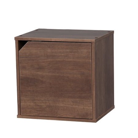 Wood Cube - IRIS Baku Modular Wood Cube Box with Door, Brown