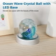 thumbnail image 2 of Ocean Wave Crystal Ball, Hand Blown Glass Sphere with Colorful LED Base, Decorative Orb Featuring Sea Wave and Bubble Accents, 2 of 5
