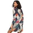 thumbnail image 2 of FORMRS Womens Long Sleeve Nightgowns Crew Neck Sleep Shirt Soft Pajamas Sizes S-3XL, Geometric Pattern, 2 of 8