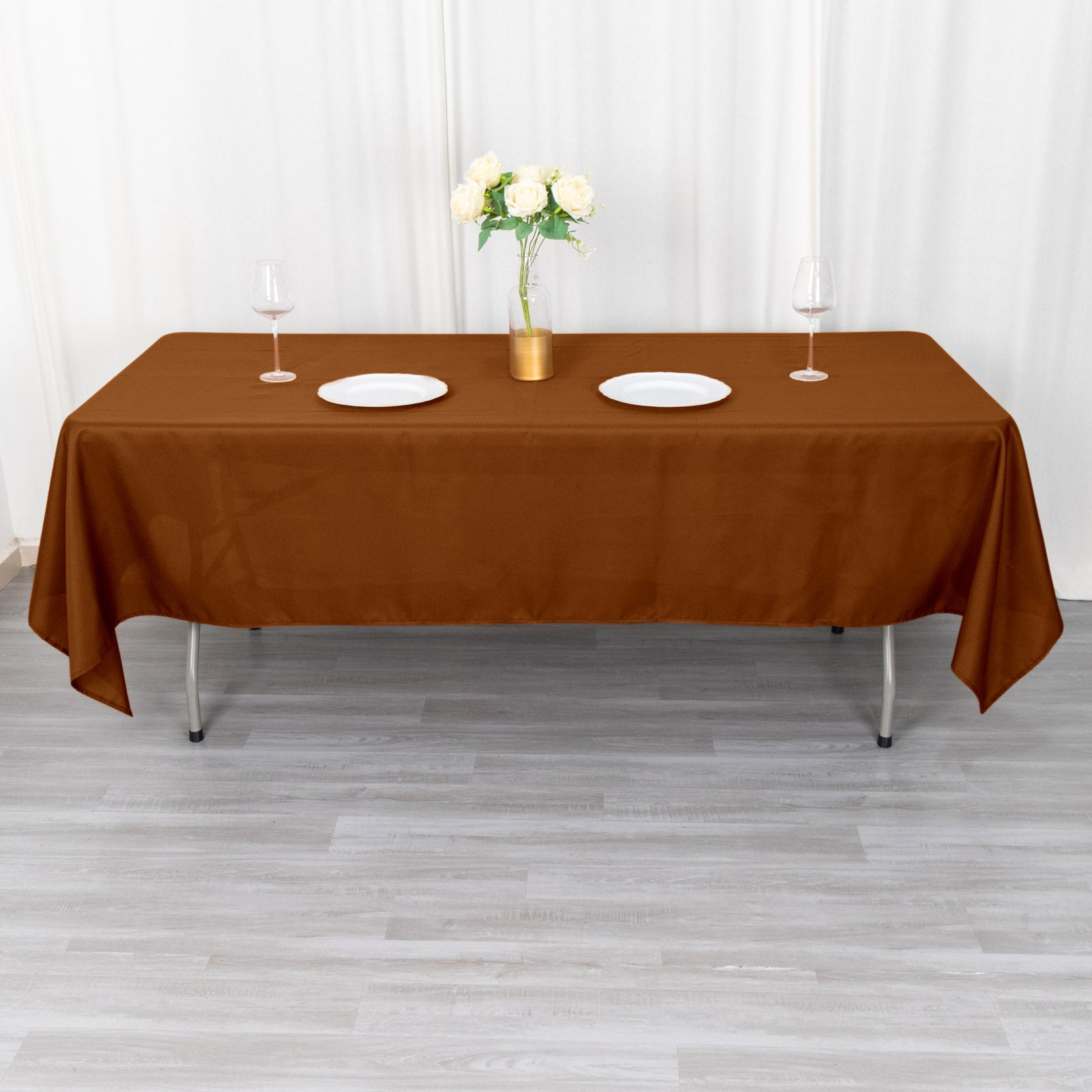 Efavormart 60"x102" Cinnamon Brown Wholesale Linens Rectangle Polyester ...