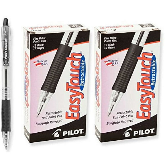 Pilot 32210 EasyTouch Retractable Ballpoint Pen, Fine Point Black, 2 Dozen
