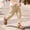 Khaki, variant on Boys Girls 100% Cotton Linen Lightweight Pants Pull On Joggers Active Pants for Kids