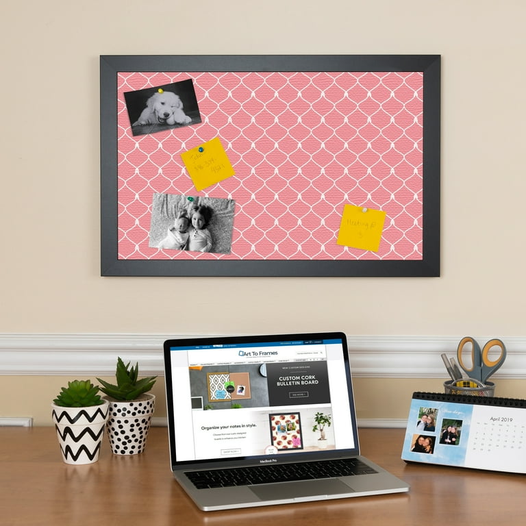 PinPix ArtToFrames 12x12 Cork Bulletin Board - Black Frame Canvas Finish Corkboard For Office Or Home