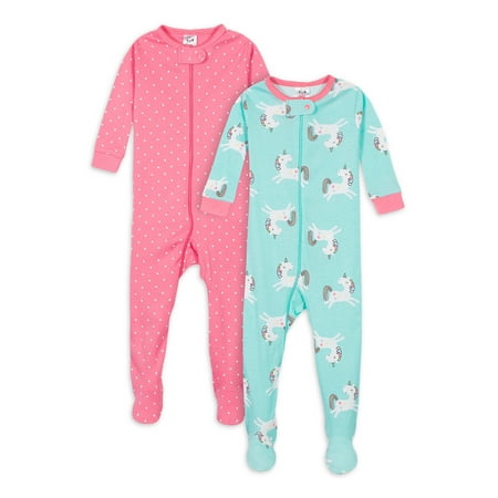 

Gerber Baby & Toddler Girl Snug Fit Footed Cotton Pajamas 2-Pack (0/3 Months - 5T)