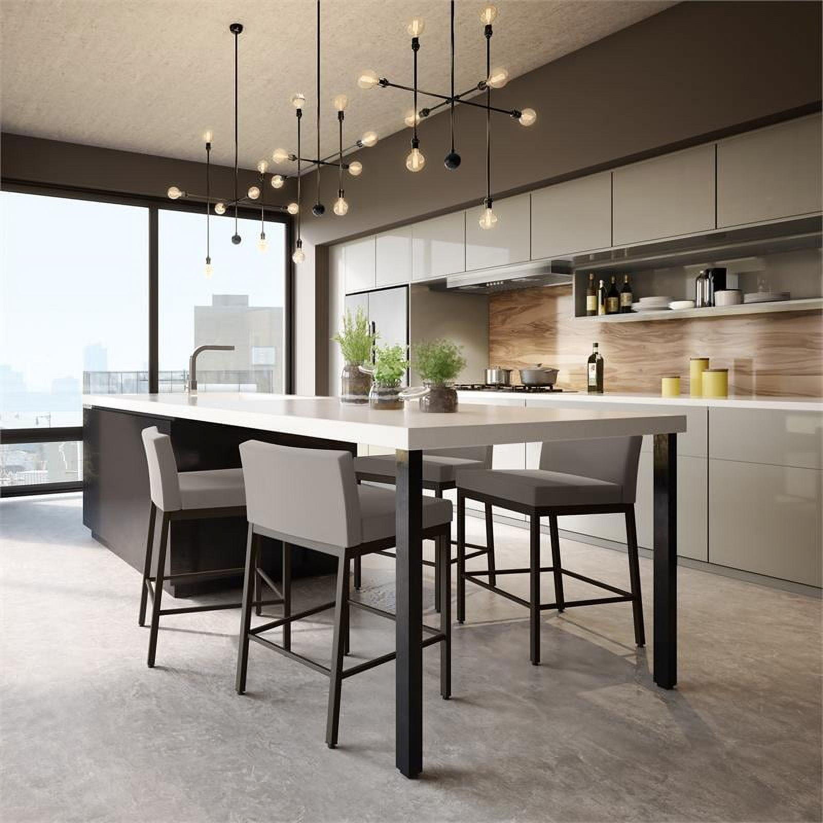Amisco Fairfield Plus 26 Faux Leather Counter Stool in Taupe Gray Dark Brown Walmart