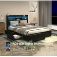 thumbnail image 4 of LUMAMIN Full Bed Frame with 6 Storage Drawers, LED Headboard & Charging Station, Noise Free Heavy Duty Platform Bed, Metal Slats, No Box Spring Needed, Black, 4 of 9