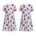 thumbnail image 3 of Bixox Robe d'Été à Manches Courtes pour Femmes Robe Ample Longueur Genou avec Poches-Fraise, 3 of 7