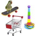 thumbnail image 1 of 3PCS Parrot Toys Mini Shopping Cart Training Rings Skateboard Stand Perch for Budgie Parakeet Cockatiel Conure Lovebird, 1 of 5