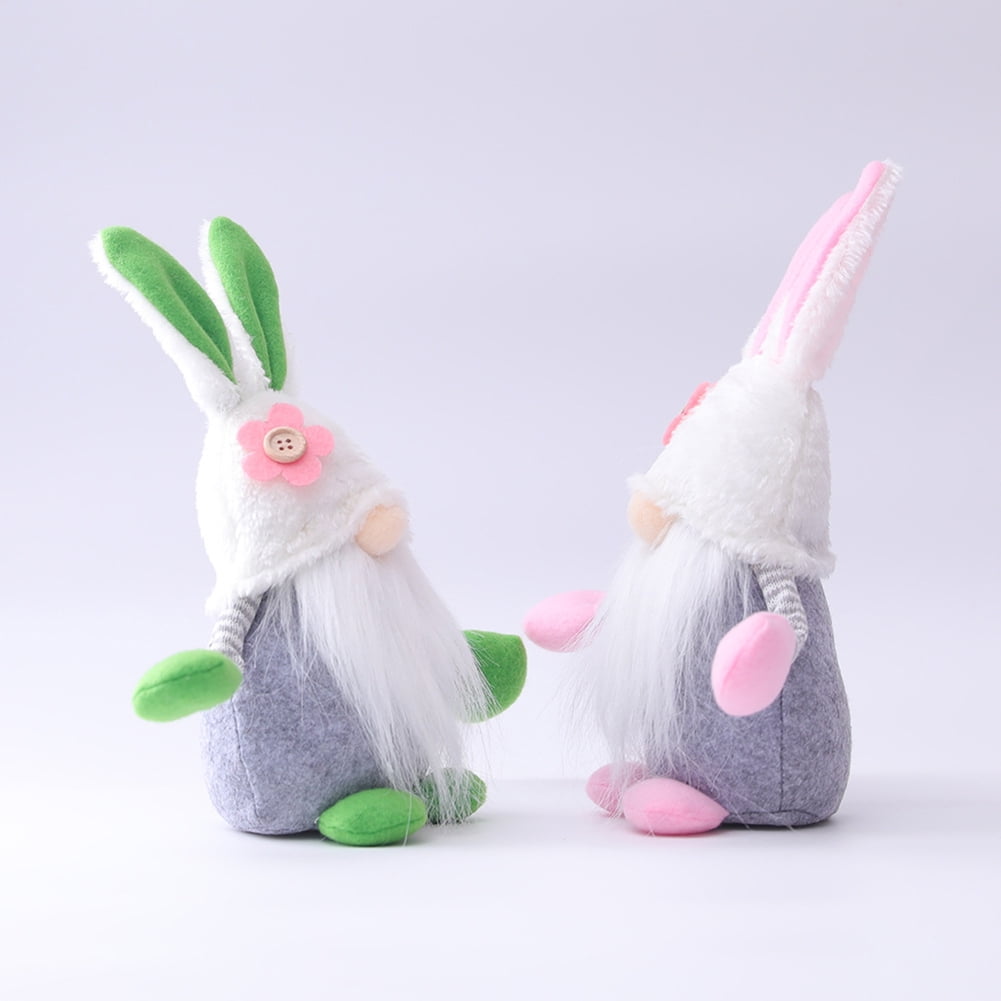 Kepooman 2 Packs Floral Faceless Mr and Mrs Gnome Bunny Doll for Decor Gifts, Multi-color