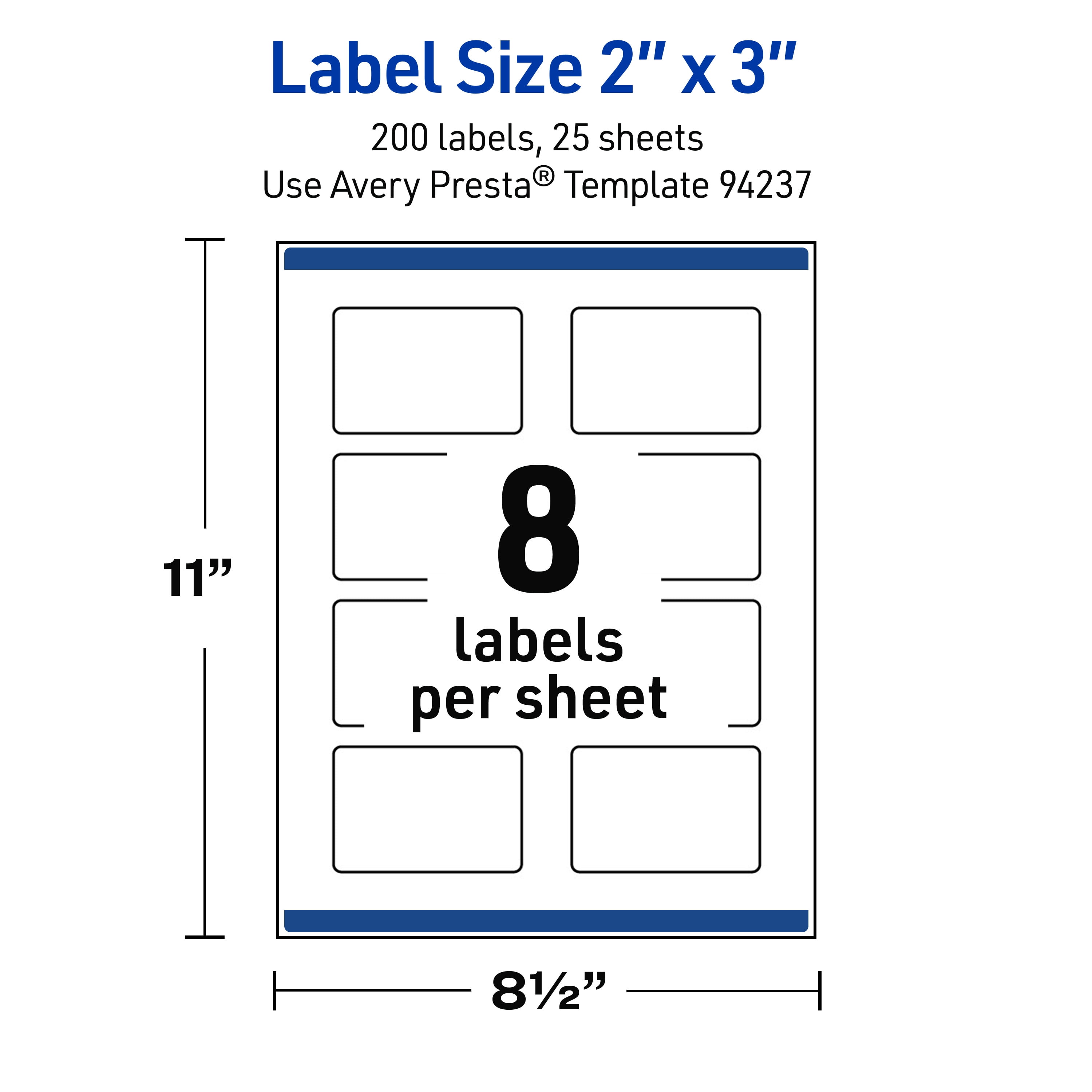 Avery Waterproof Rectangle Labels, 2" x 3", 200 Total