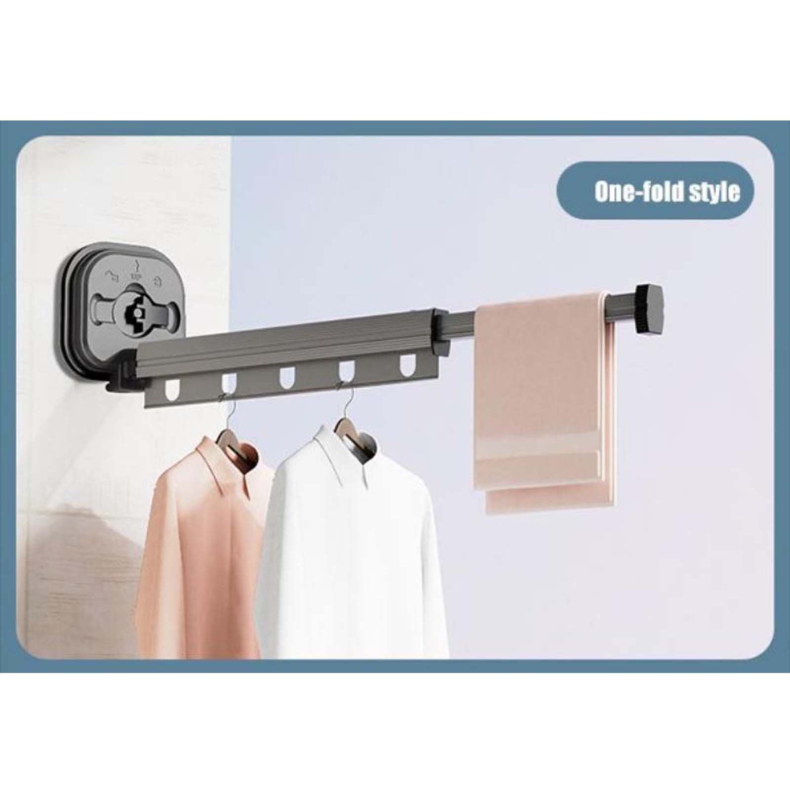 Clothes Drying Rack Folding Indoor,Clothes Drying Rack Foldable  Suction-Wall Foldable Clothes Drying Rack, Non Perforated Balcony Clothes  Rod with