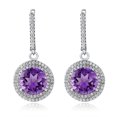 thumbnail image 2 of Gem Stone King 8.16 Ct Round Purple Amethyst 925 Sterling Silver Earrings, 2 of 3