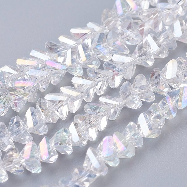 Electroplate Glass Beads Strands AB Color Plated Faceted Triangle Clear AB 4.5x5x6mm Hole: 1mm about 88~90pcs/strand 28~30cm