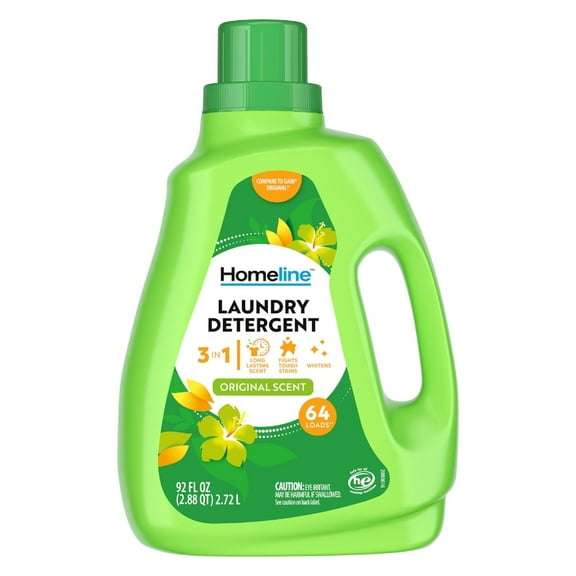 Homeline 3 in 1 Original Scent  Liquid Laundry Detergent (Pack 1) - 64 Loads, 92fl
