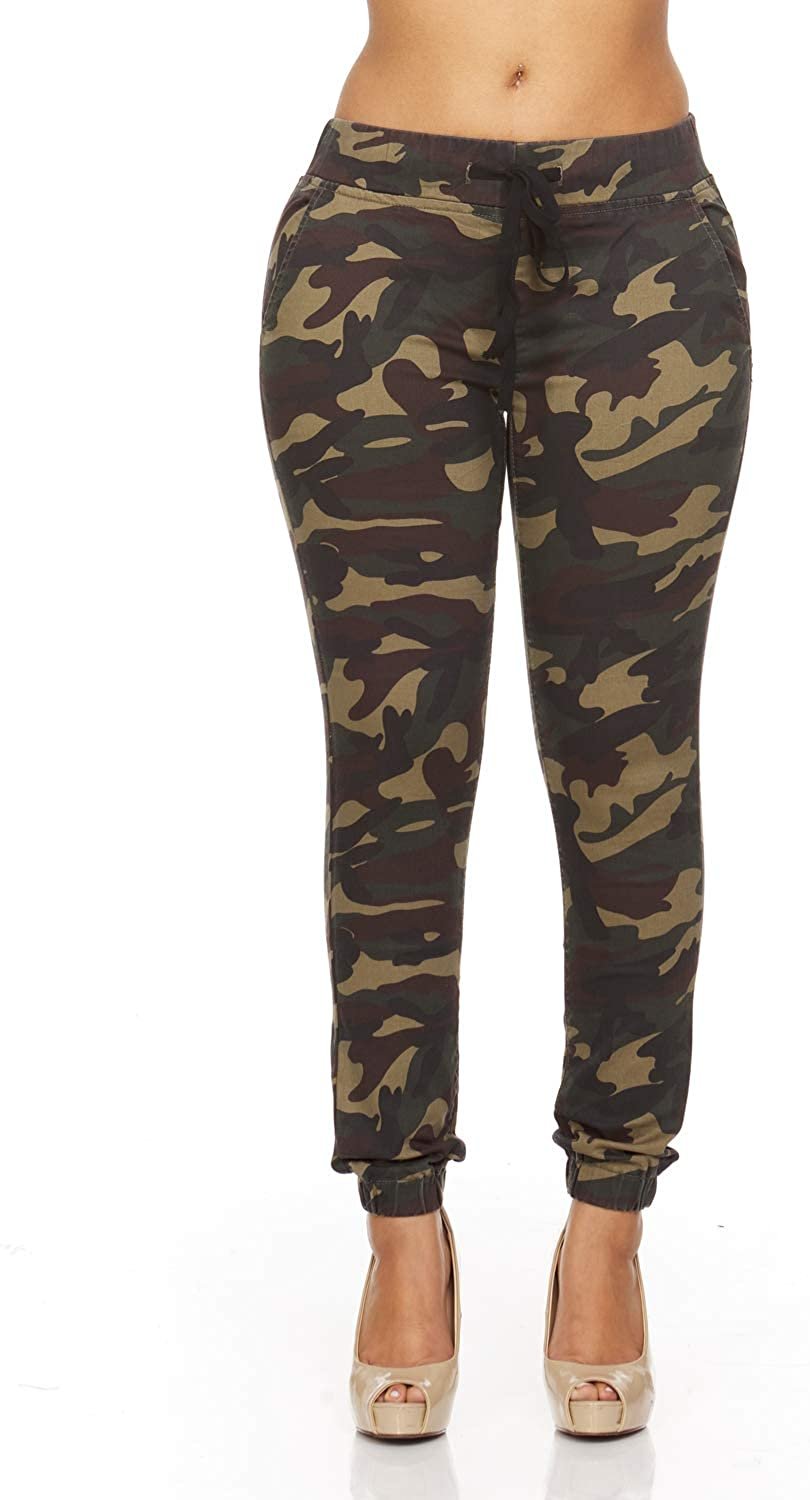 YDX Smart Jeans Juniors Denim Joggers for Teen Girls Cute Comfort Stretch High Rise Green Camo Size 1 - image 1 of 5