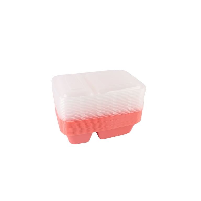 Mainstays 2 Compartment 3.78Cups Meal Prep Container, Coral Bell, 5 Pack  resuable containers 