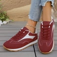 thumbnail image 3 of Rokment Womens Vintage Platform Skate Fashion Sneakers Walking Running Shoes Retro Color Block Suede Casual Memory Foam Non Slip Skateboarding Tennis Shoes Red Size 6, 3 of 6