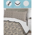 thumbnail image 4 of Quilts Full Size Bedding Set, Brown Floral Abstract Lightweight Quilted Comforter, Vintage Ethnic Bohemian Flowers Soft Reversible Bedspread Coverlet with Pillow Covers for All Season, 78" x 90", 4 of 7