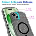 thumbnail image 2 of Magnetic For iPhone 16 Plus Phone Case,Compatible with Mag-Safe,Sparkly Bling Glitter Cute Curly Wave Transparent Cover for Women Girls,Shockproof Protective Slim Rugged Phone Case,Black, 2 of 7