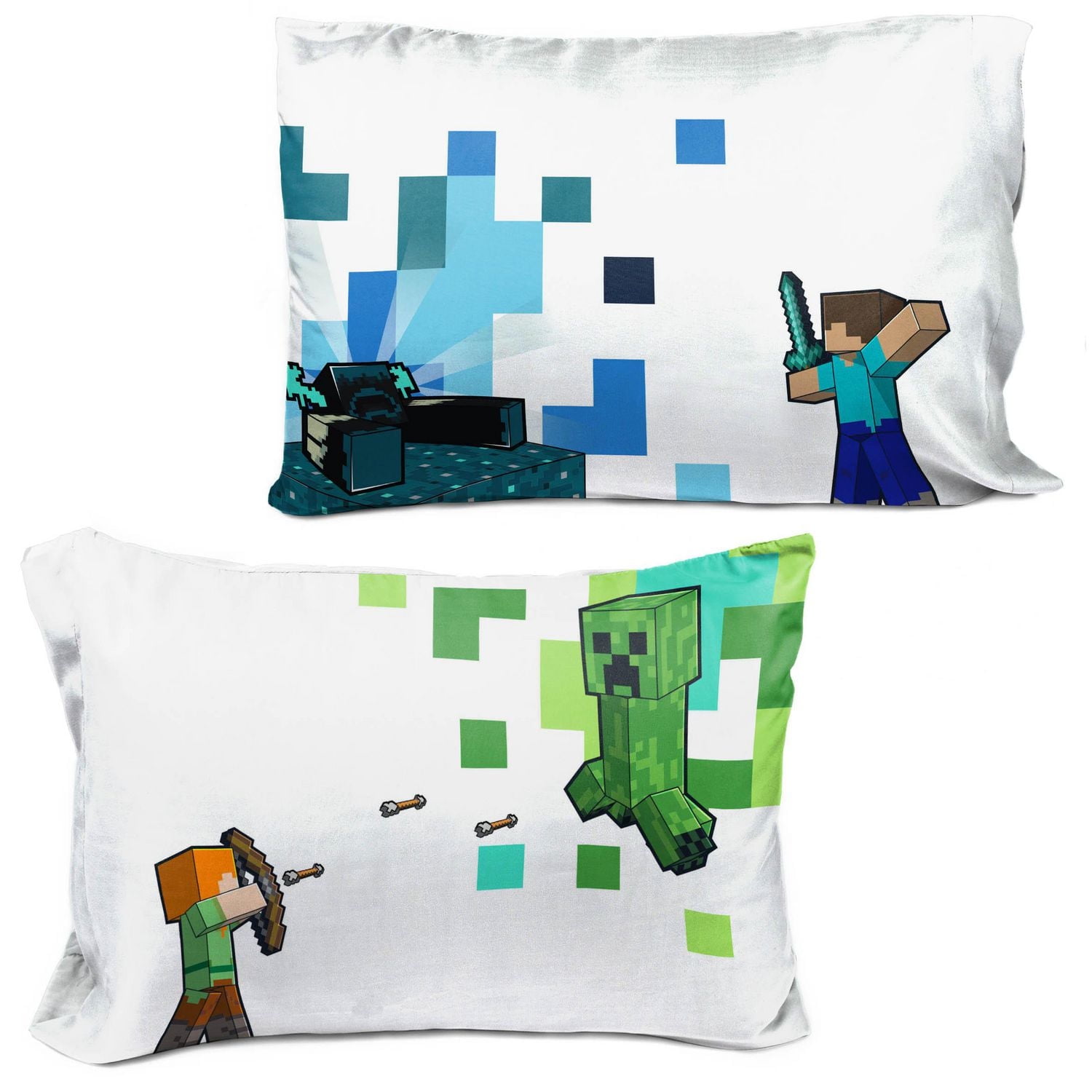 Minecraft Kids' 4-Piece Full Sheet Set, 100% Polyester, Full (Double)