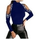 thumbnail image 1 of Tops de camisa de diamantes de imitación de cuello alto de manga larga de Color sólido de moda para mujer Fridja  ghj987+51, 1 of 8