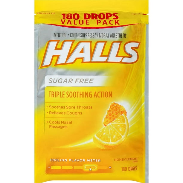 Halls SugarFree Cough Drops Honey Lemon (180 ct.)