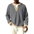 thumbnail image 6 of Havenx Men's Knit Henley Sweater Long Sleeve Button Pullover Sweater Ribbed Knit Crewneck Pullover Tees Casual Stylish Lightweight Slim Fit Classic Clothing,Light Gray L, 6 of 6